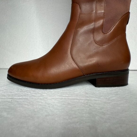 Cole Haan Noelle Riding Boots Brown Leather Side Zip Knee high Size 9 B - Picture 12 of 16